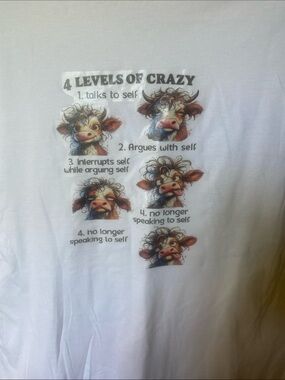 Champion White Short Sleeve Tee with Colorful Cow Graphic